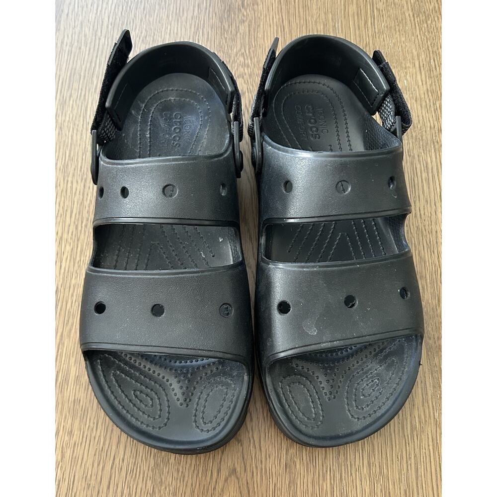 Crocs Men’s Classic All-Terrain Clogs Sandals Black Size 12 Adjustable Strap - Picture 2 of 15
